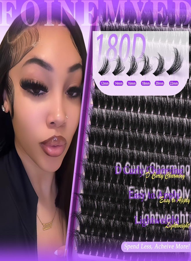 FOINEMYED Thick Lash Clusters 180D Mega Volume Lash Extension 12-22mm Long Cluster Eyelashes Volume Individual Lashes D-Curly Faux Mink Eyelash Extension DIY Lash Extension for Beginners by FOINEMYED - Image 4